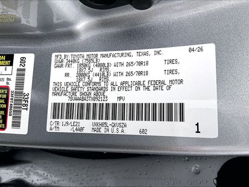 New 2026 Toyota Sequoia SR5 AWD/4WD image 18