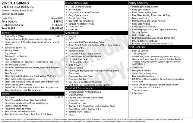Certified 2025 Kia Seltos S AWD/4WD image 34