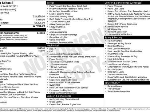 Certified 2023 Kia Seltos S w/ Navigation Package AWD/4WD image 10