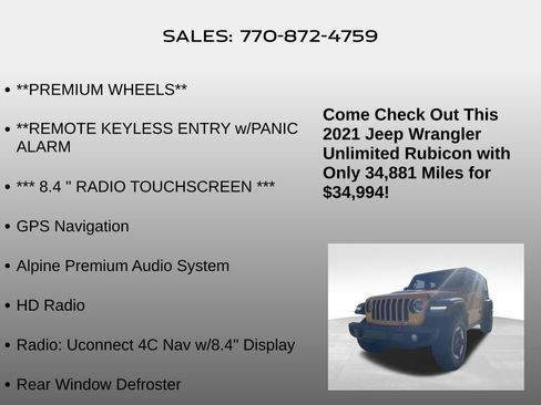 Used 2021 Jeep Wrangler Unlimited Rubicon image 27