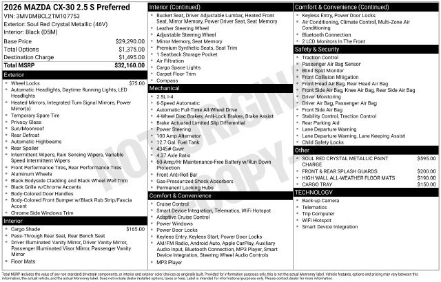 Certified 2026 MAZDA CX-30 AWD 2.5 S image 38