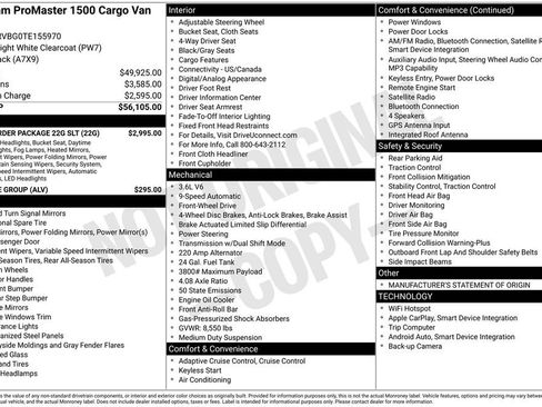 New 2026 RAM ProMaster 1500 w/ Quick Order Package 22G SLT FWD image 4
