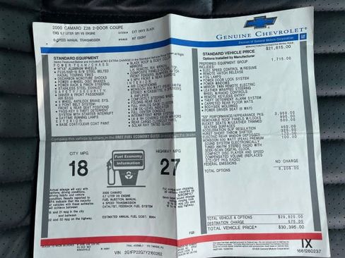 Used 2000 Chevrolet Camaro Z28 w/ SS Performance/Appearance Pkg image 17