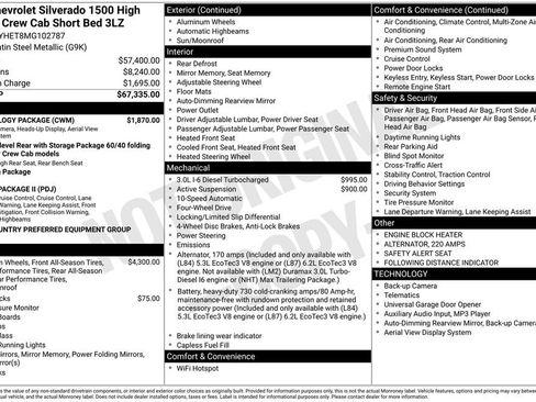 Used 2021 Chevrolet Silverado 1500 High Country w/ Technology Package AWD/4WD image 7