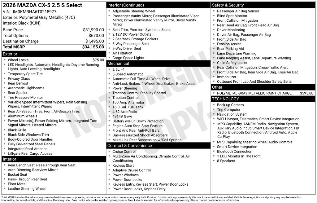 New 2026 MAZDA CX-5 Select AWD/4WD image 21