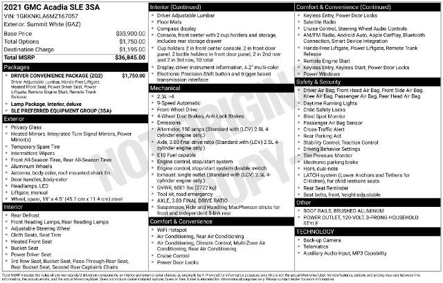 Used 2021 GMC Acadia SLE w/ Driver Convenience Package FWD image 5