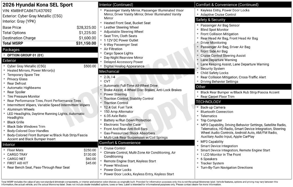 New 2026 Hyundai Kona SEL Sport AWD/4WD image 34