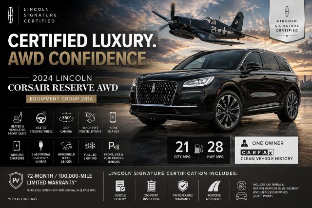 Certified 2024 Lincoln Corsair Reserve w/ Equipment Group 201A AWD/4WD image 3