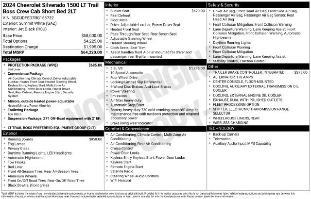 Used 2024 Chevrolet Silverado 1500 LT Trail Boss w/ Protection Package AWD/4WD image 51