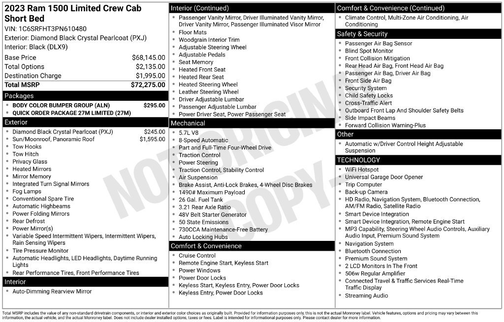 Used 2023 RAM 1500 Limited w/ Body Color Bumper Group AWD/4WD image 38