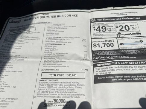 Used 2021 Jeep Wrangler Unlimited Rubicon 4xe w/ Cold Weather Group AWD/4WD image 47