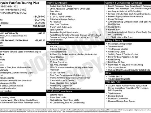 Used 2017 Chrysler Pacifica Touring Plus w/ Tire & Wheel Group FWD image 2