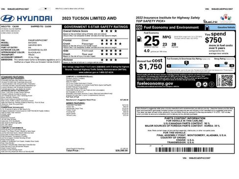 Used 2023 Hyundai Tucson Limited AWD/4WD image 2