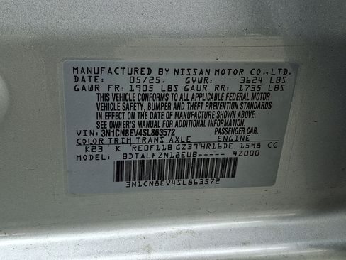 Certified 2025 Nissan Versa SV w/ Trunk Package FWD image 27