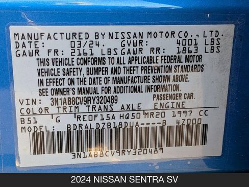 Used 2024 Nissan Sentra SV FWD image 24