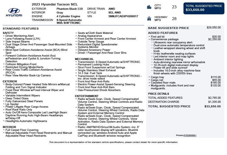 Used 2023 Hyundai Tucson SEL w/ Convenience Package AWD/4WD image 3