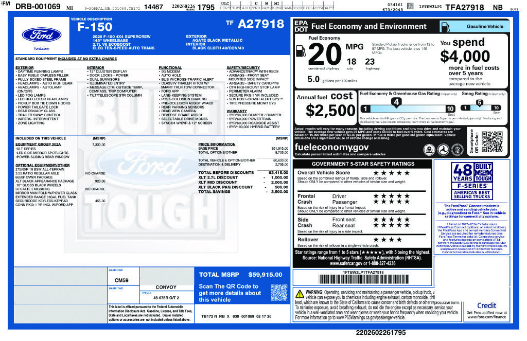 Used 2026 Ford F150 XLT w/ Equipment Group 302A MID AWD/4WD image 2