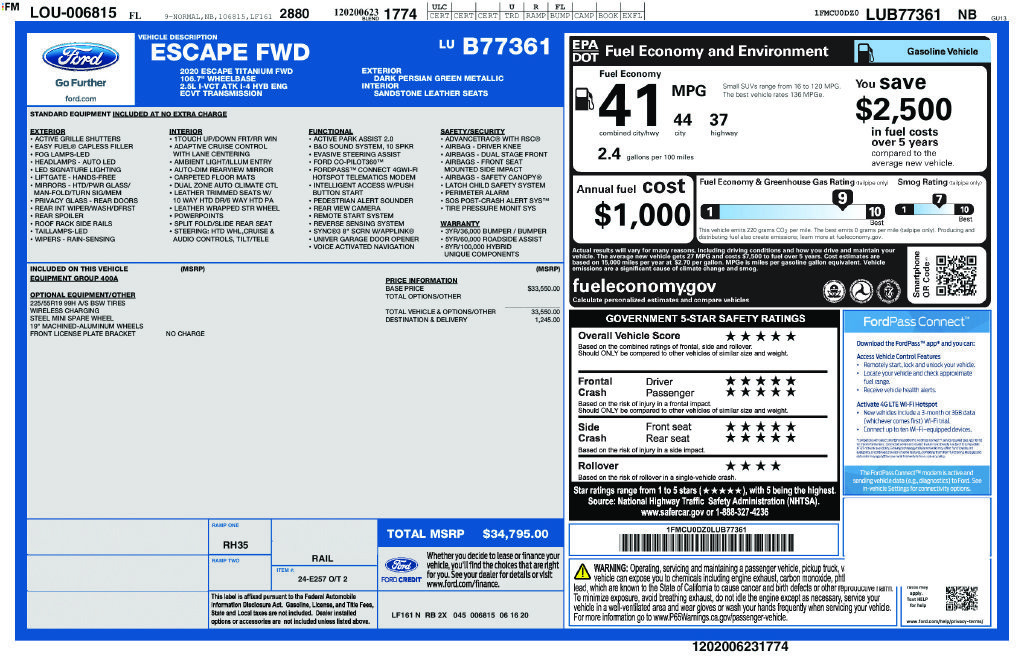Used 2020 Ford Escape Titanium FWD image 7