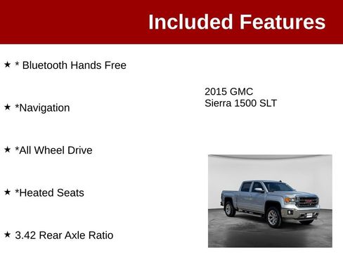Used 2015 GMC Sierra 1500 SLT w/ SLT Crew Cab Value Package AWD/4WD image 3