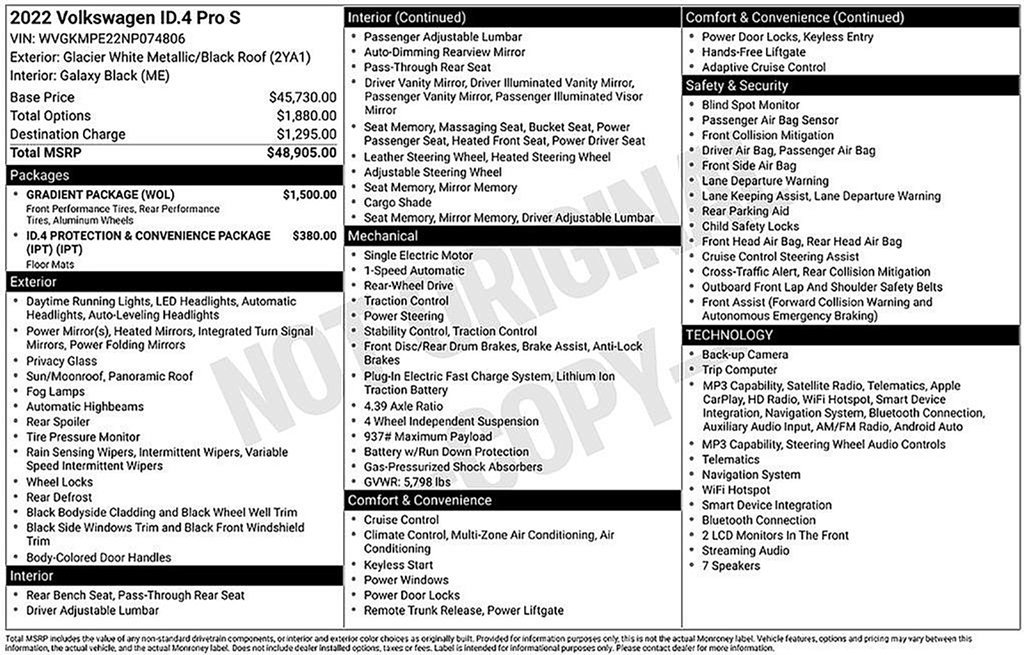 Used 2022 Volkswagen ID.4 Pro S w/ Gradient Package RWD image 33