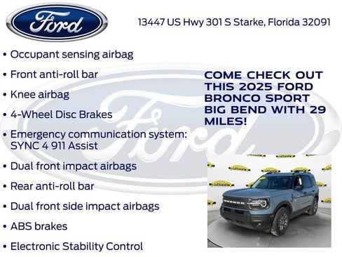 New 2025 Ford Bronco Sport Big Bend w/ Convenience Package AWD/4WD image 25