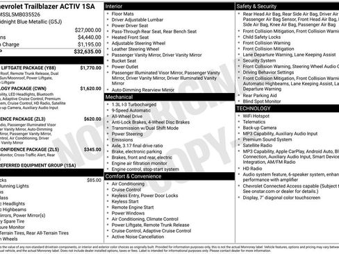 Used 2021 Chevrolet TrailBlazer ACTIV w/ Sun and Liftgate Package AWD/4WD image 29