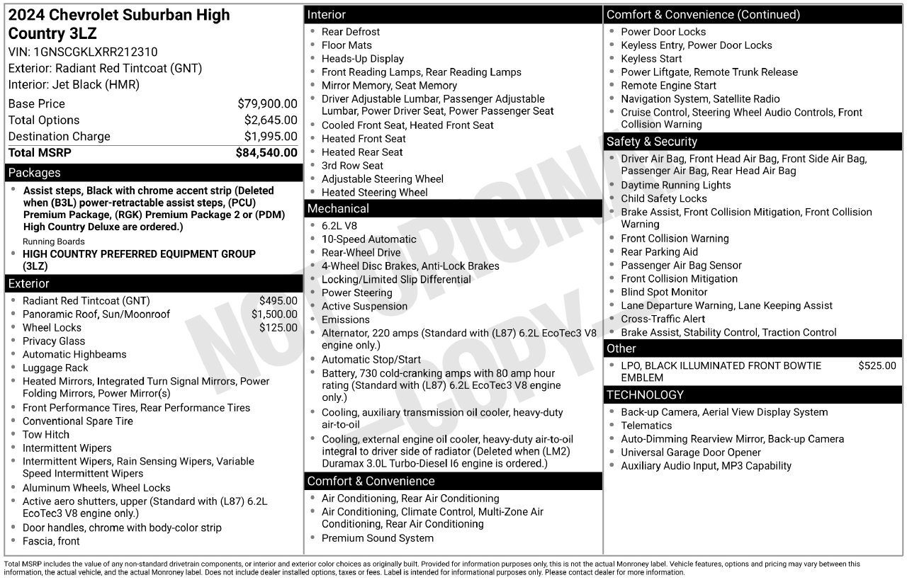 Used 2024 Chevrolet Suburban High Country RWD image 5