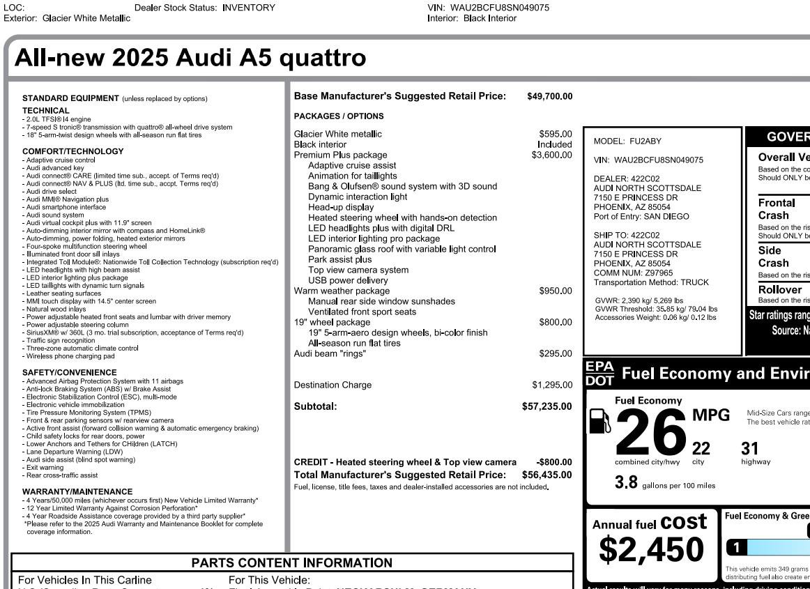 Used 2025 Audi A5 Premium Plus AWD/4WD image 3