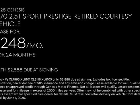 Used 2026 Genesis G70 2.5T Prestige RWD image 2
