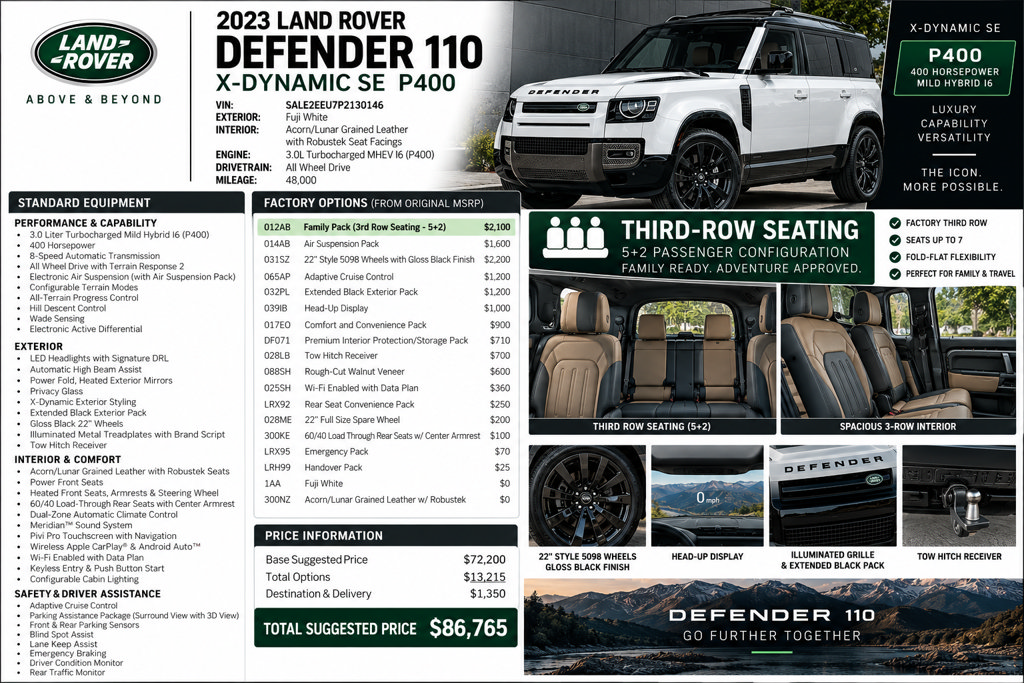Used 2023 Land Rover Defender 110 X-Dynamic SE AWD/4WD image 2