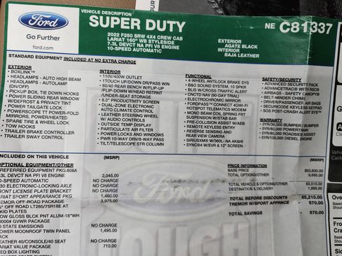 Used 2022 Ford F250 Lariat w/ Tremor Off-Road Package AWD/4WD image 49