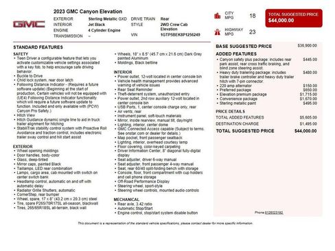 Used 2023 GMC Canyon Elevation w/ Elevation Premium Package RWD image 38