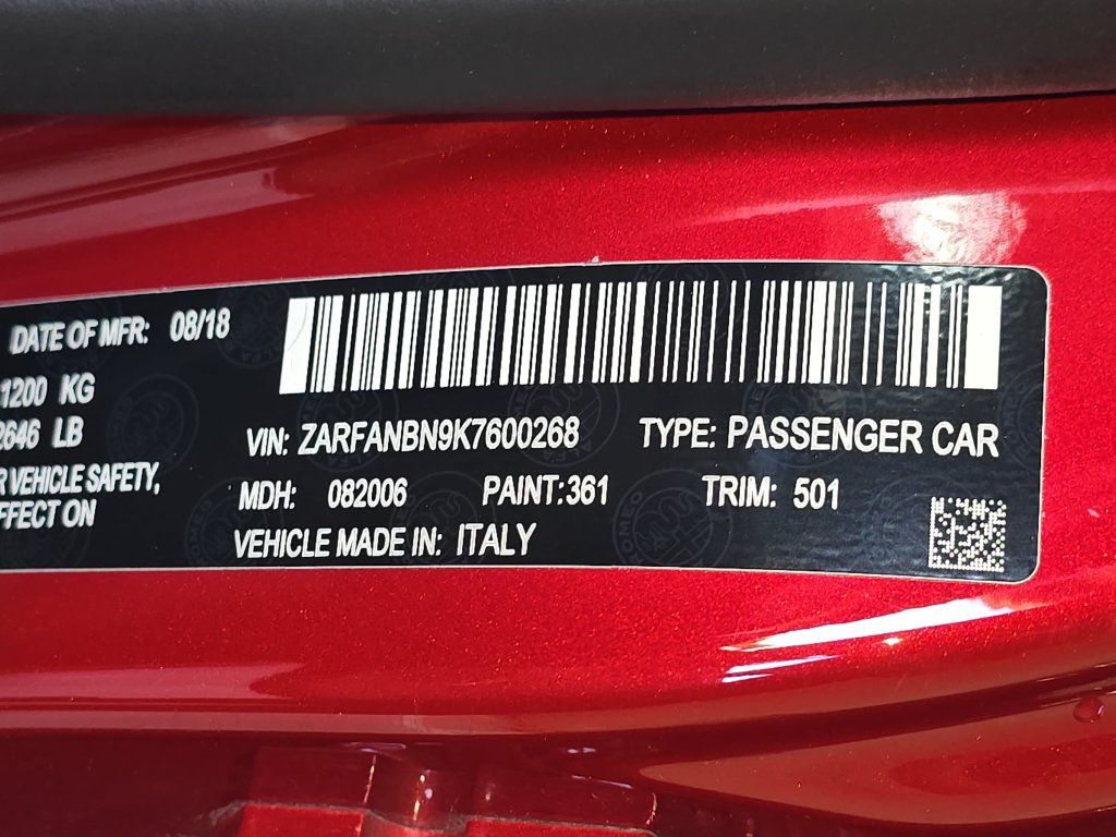 Used 2019 Alfa Romeo Giulia Ti w/ Quick Order Package 22X Lusso AWD/4WD image 36