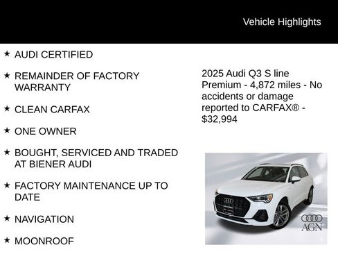 Certified 2025 Audi Q3 2.0T Premium w/ Convenience Package image 9