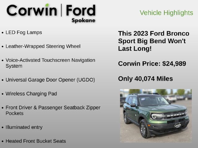 Used 2023 Ford Bronco Sport Big Bend w/ Convenience Package AWD/4WD image 18