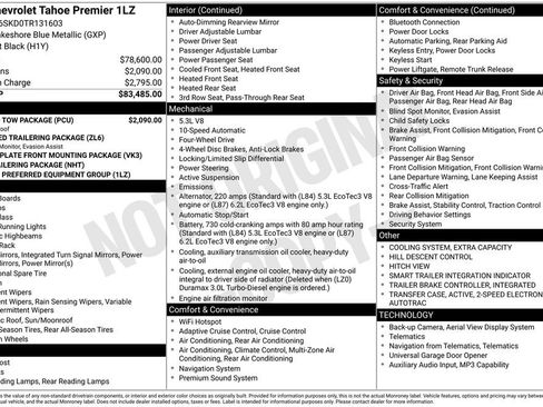 Used 2026 Chevrolet Tahoe Premier w/ Sun And Tow Package AWD/4WD image 37