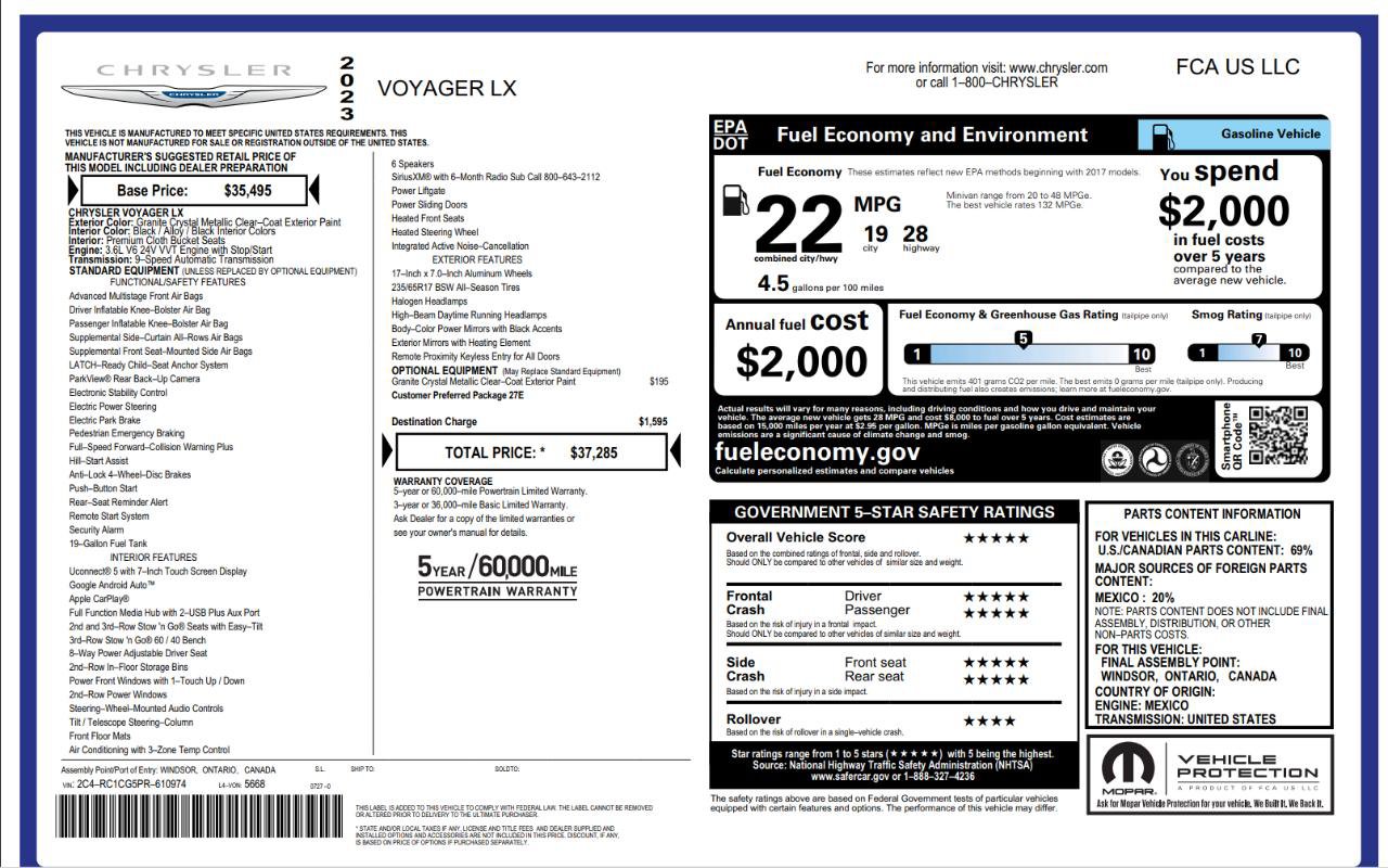 Used 2023 Chrysler Voyager LX FWD image 20