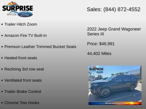 Used 2022 Jeep Grand Wagoneer Series III w/ Rear Seat Video Group 1 AWD/4WD image 27