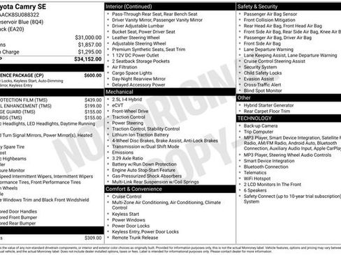 Used 2025 Toyota Camry SE w/ Convenience Package FWD image 42
