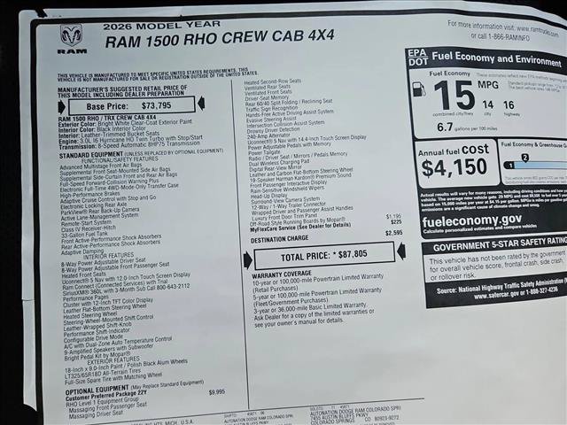 New 2026 RAM 1500 RHO w/ RHO Level 1 Equipment Group AWD/4WD image 18