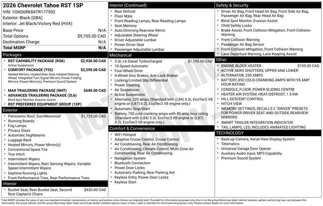 Used 2026 Chevrolet Tahoe RST w/ RST Capability Package AWD/4WD image 1
