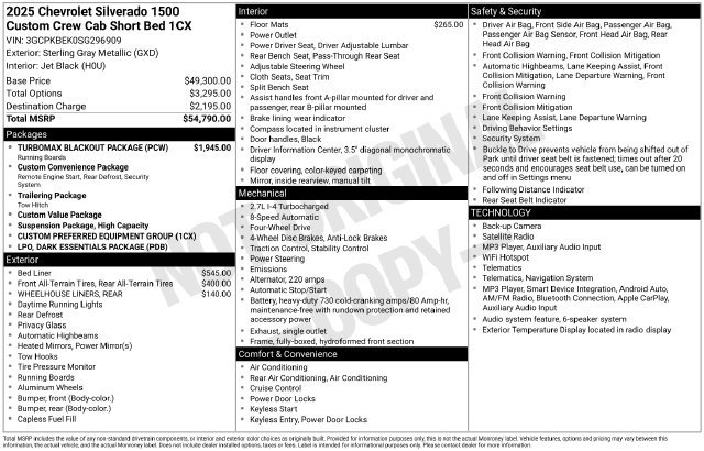 Used 2025 Chevrolet Silverado 1500 Custom w/ Turbomax Blackout Package AWD/4WD image 43