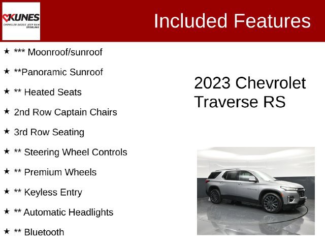 Used 2023 Chevrolet Traverse RS w/ LPO, Floor Liner Package AWD/4WD image 3