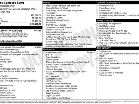 Used 2020 Jeep Compass Sport w/ Safety & Security Group FWD image 2