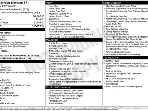 Certified 2026 Chevrolet Traverse Z71 AWD/4WD image 39