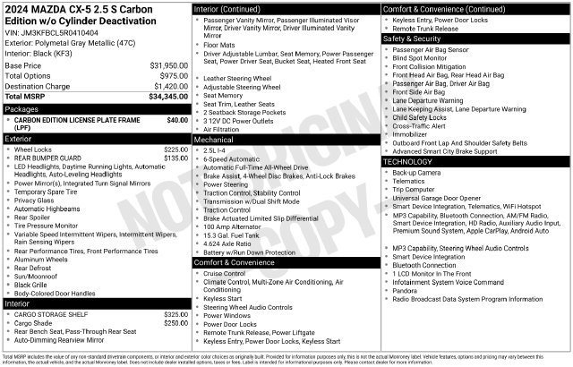 Certified 2024 MAZDA CX-5 Carbon Edition AWD/4WD image 37