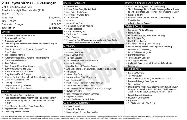 Used 2018 Toyota Sienna LE FWD image 3