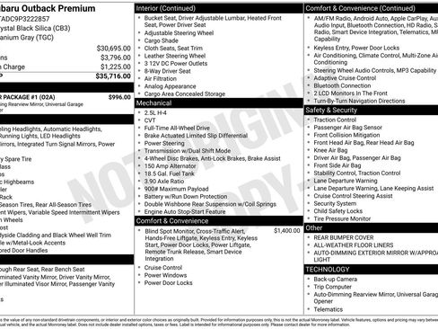 Certified 2023 Subaru Outback Premium w/ Popular Package #1 AWD/4WD image 7