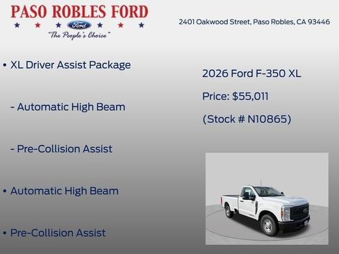 New 2026 Ford F350 XL w/ XL Driver Assist Package RWD image 6