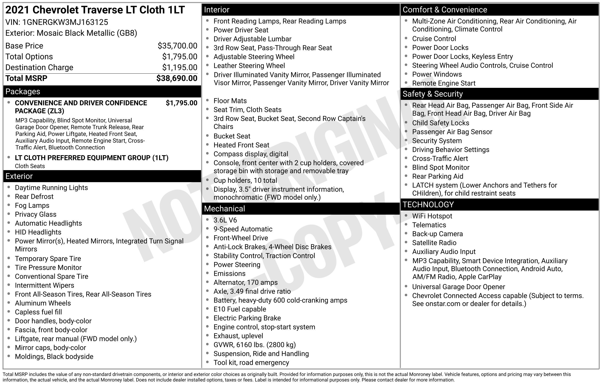 Used 2021 Chevrolet Traverse LT FWD image 2